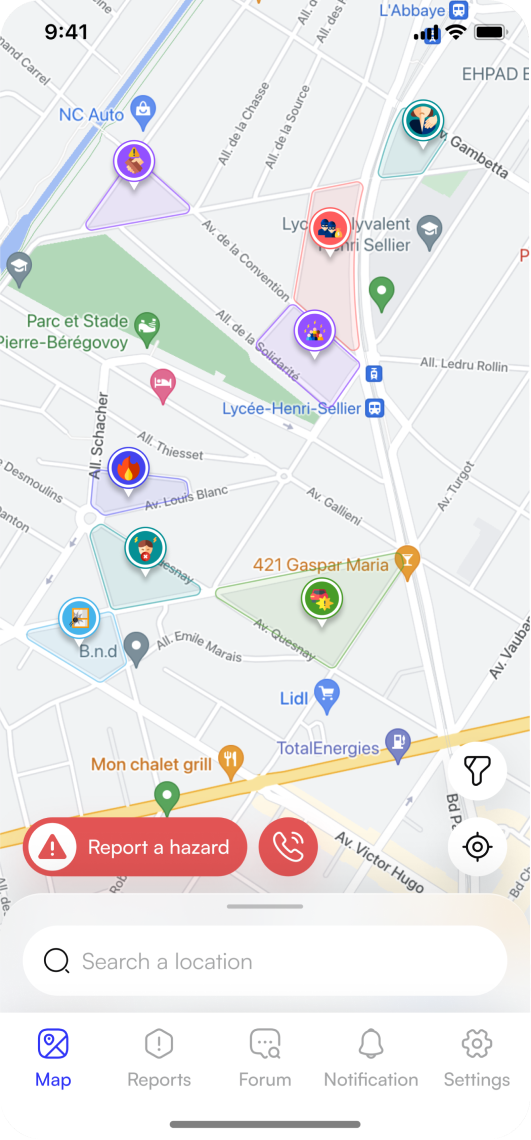 Écran de carte Sentinelle